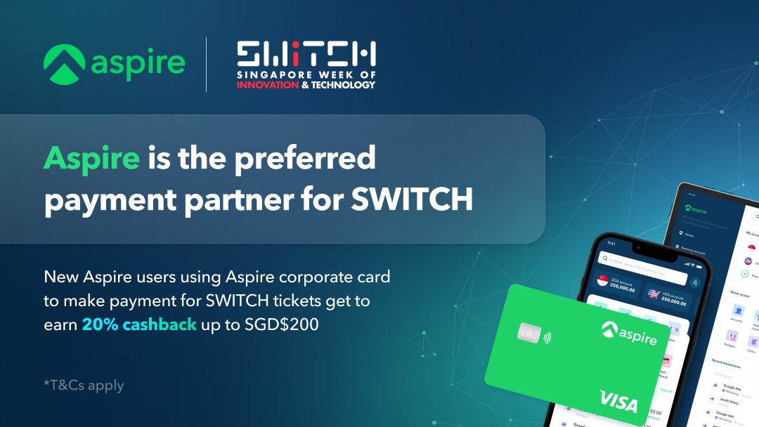 Grpahic Banner with the text "Aspire is the preferred payment partner for SWITCH"