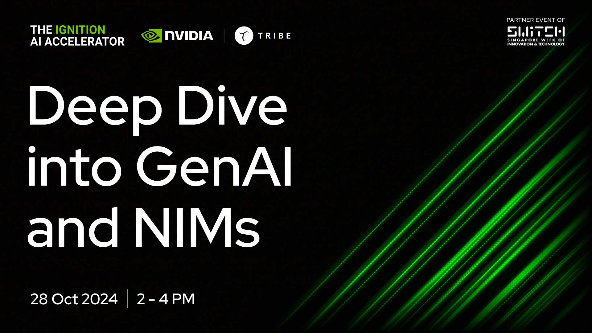 Graphic text with the words "Deep Dive into GenAI and NIMs"