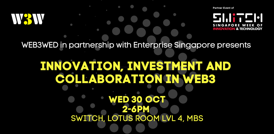 Graphic with text Innovation, Investment and Collaboration in Web3