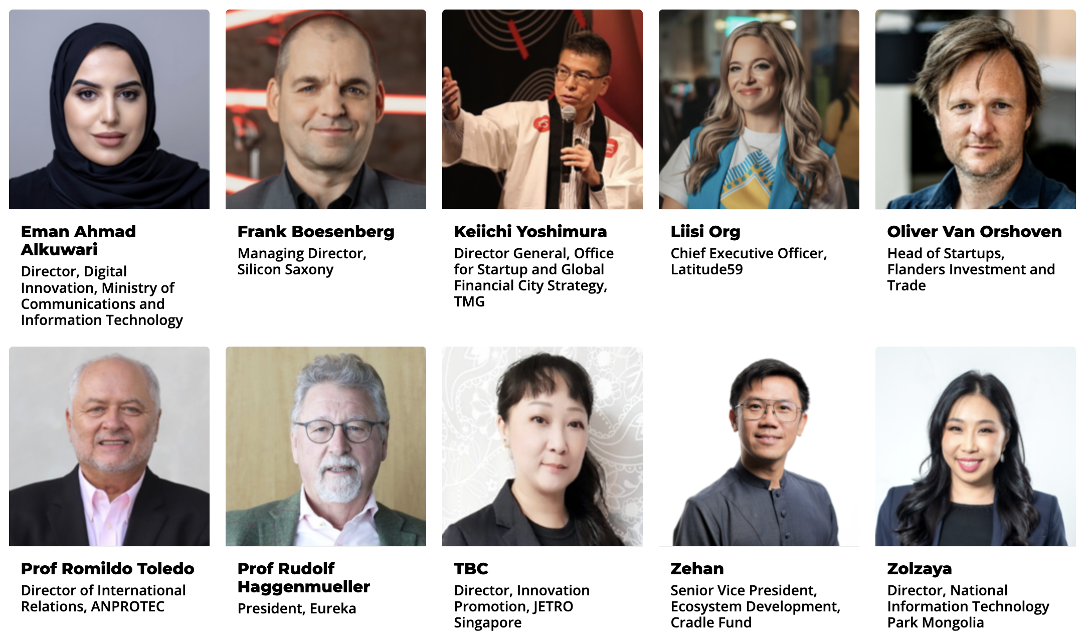 A grid layout of various men and women who were speakers at SWITCH.
